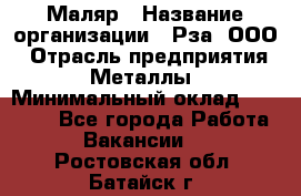 Маляр › Название организации ­ Рза, ООО › Отрасль предприятия ­ Металлы › Минимальный оклад ­ 40 000 - Все города Работа » Вакансии   . Ростовская обл.,Батайск г.